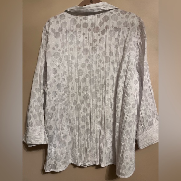 essentials - by Maggie. white with sheer polkadots and embroidered roses NWOT - Picture 4 of 12